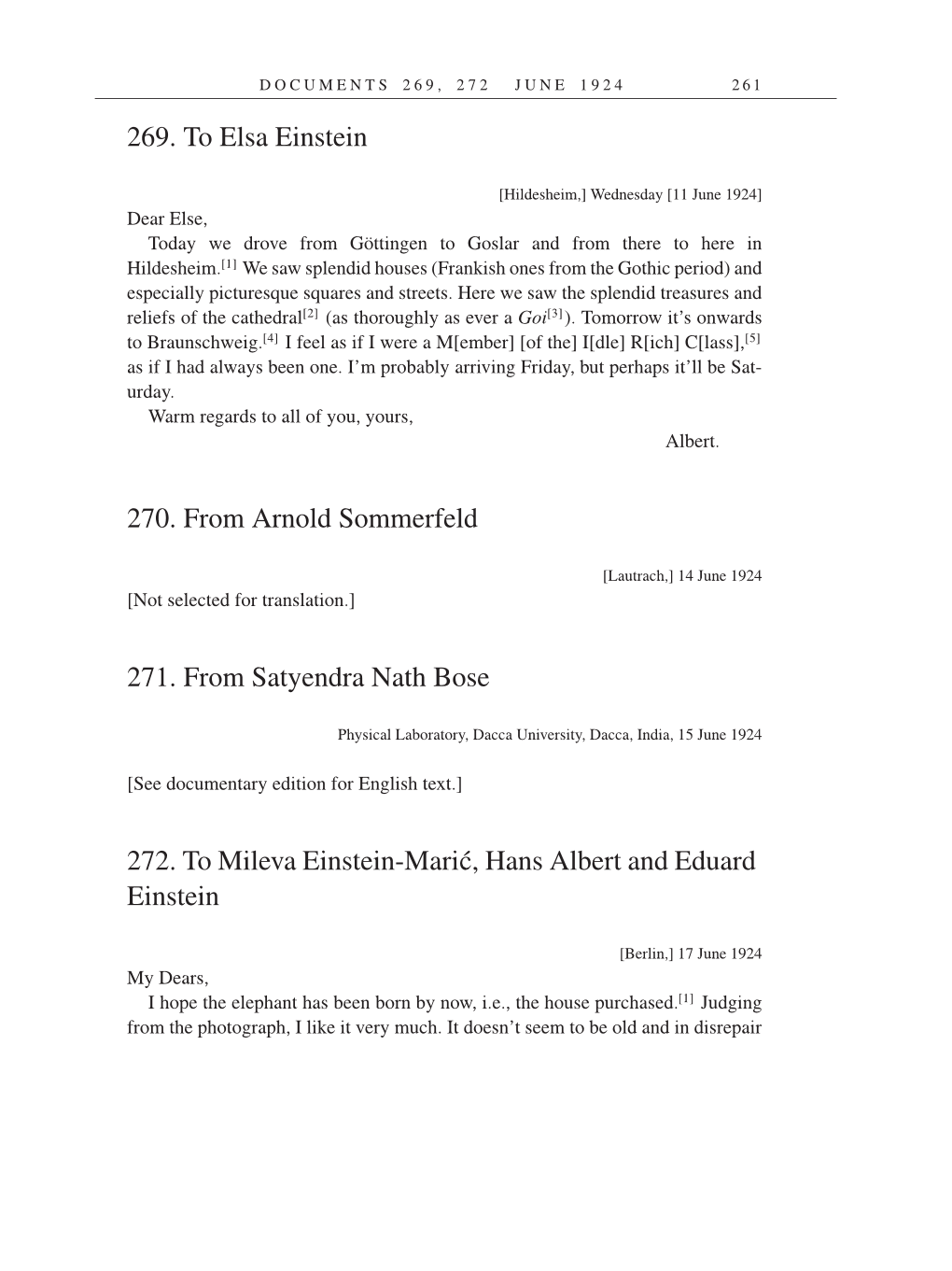 Volume 14: The Berlin Years: Writings & Correspondence, April 1923-May 1925 (English Translation Supplement) page 261