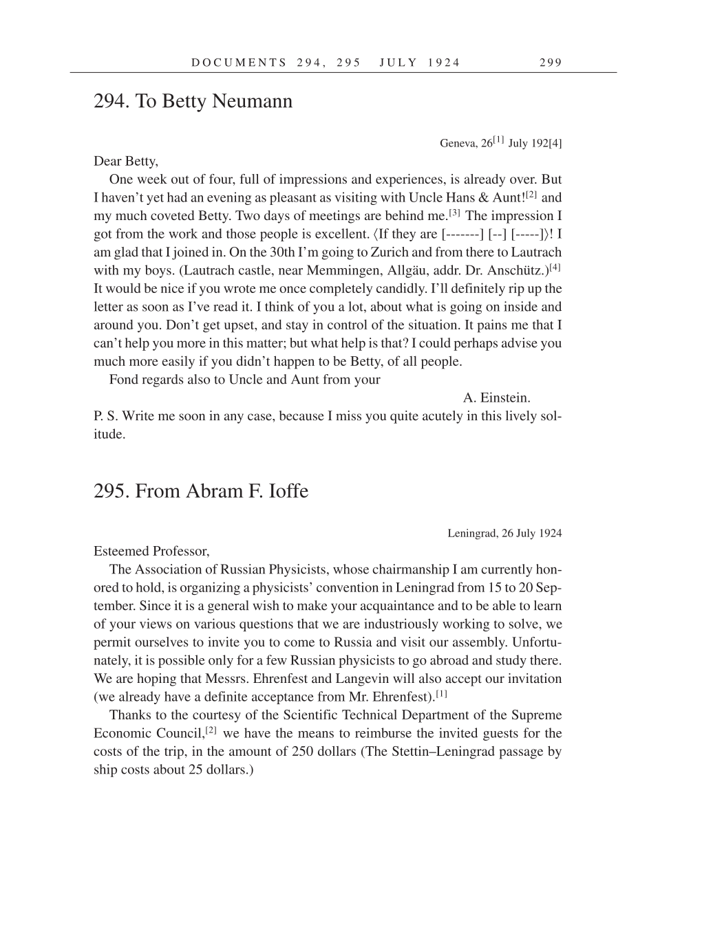 Volume 14: The Berlin Years: Writings & Correspondence, April 1923-May 1925 (English Translation Supplement) page 299