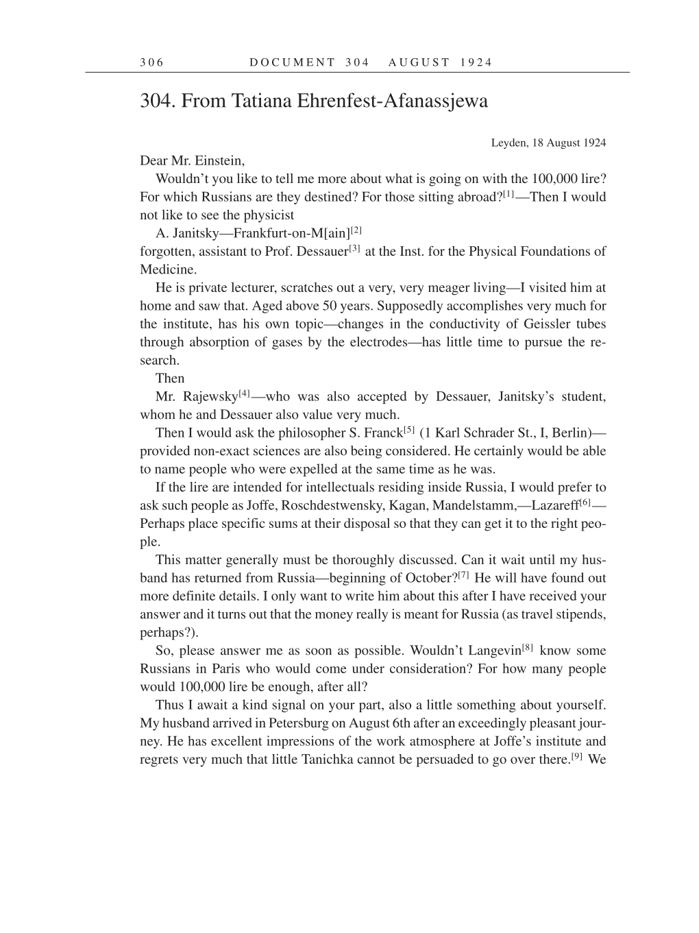 Volume 14: The Berlin Years: Writings & Correspondence, April 1923-May 1925 (English Translation Supplement) page 306