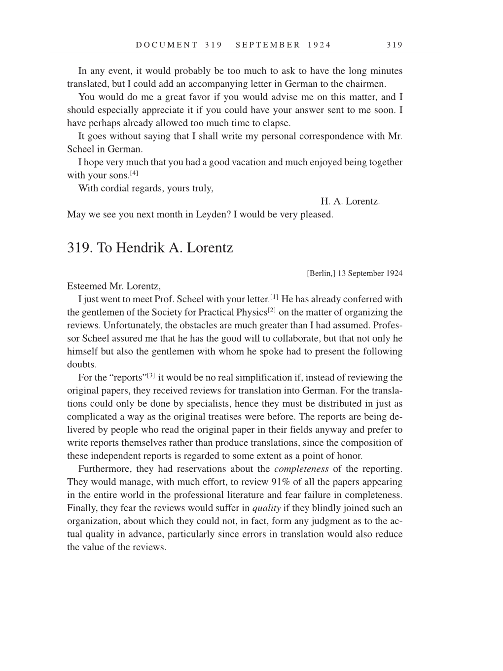 Volume 14: The Berlin Years: Writings & Correspondence, April 1923-May 1925 (English Translation Supplement) page 319