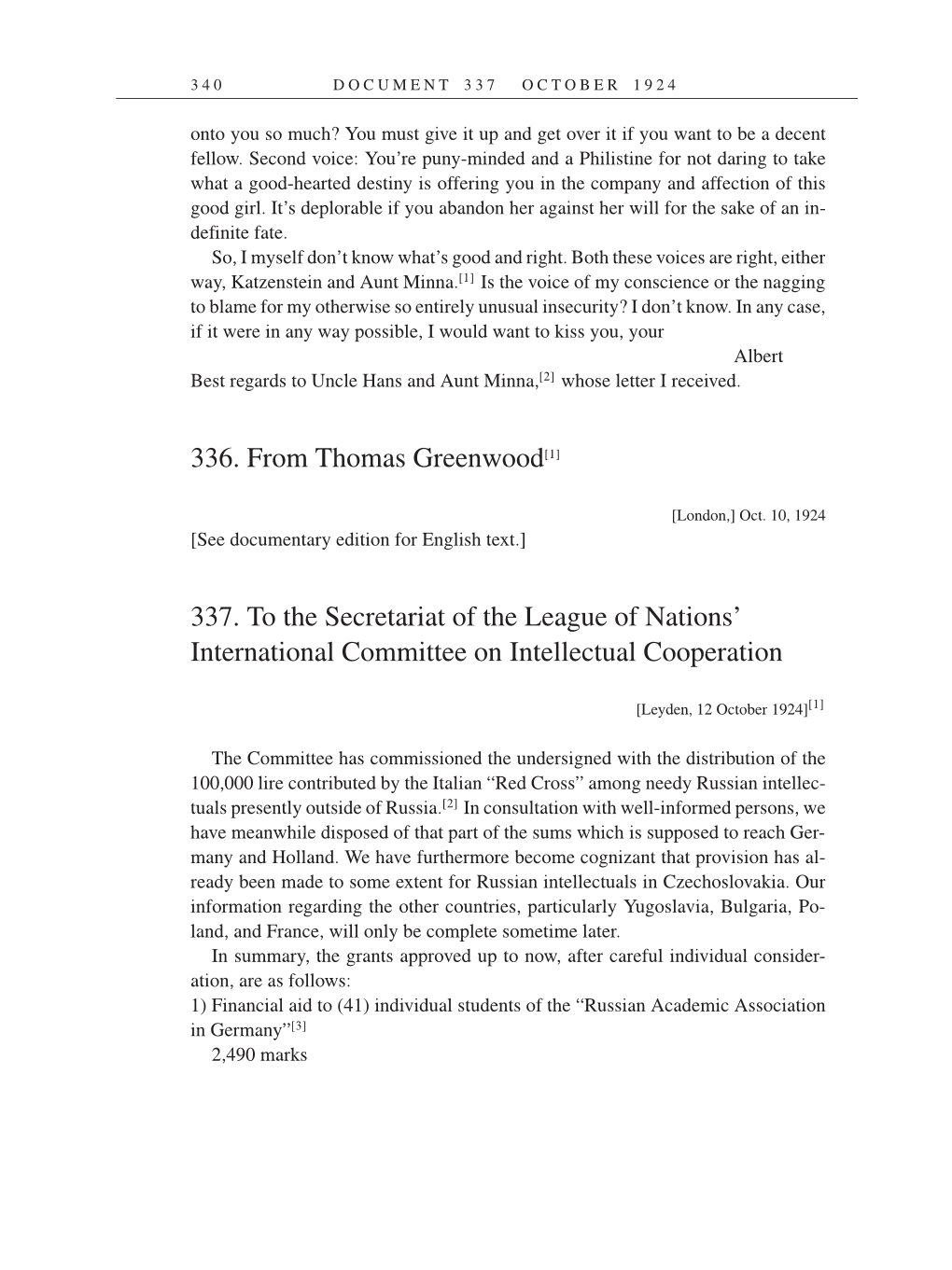 Volume 14: The Berlin Years: Writings & Correspondence, April 1923-May 1925 (English Translation Supplement) page 340