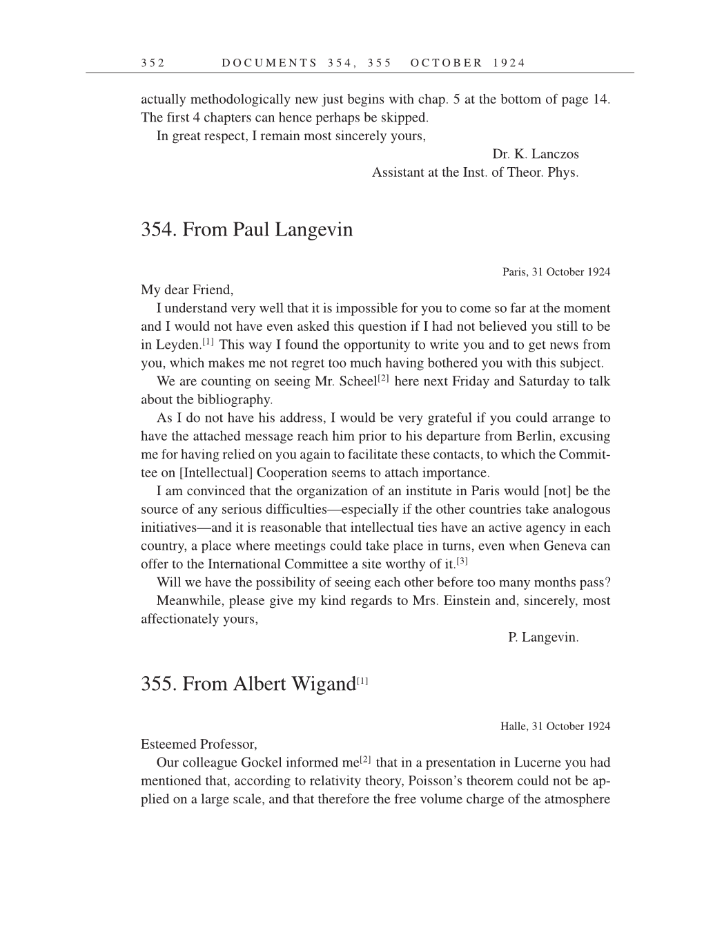 Volume 14: The Berlin Years: Writings & Correspondence, April 1923-May 1925 (English Translation Supplement) page 352