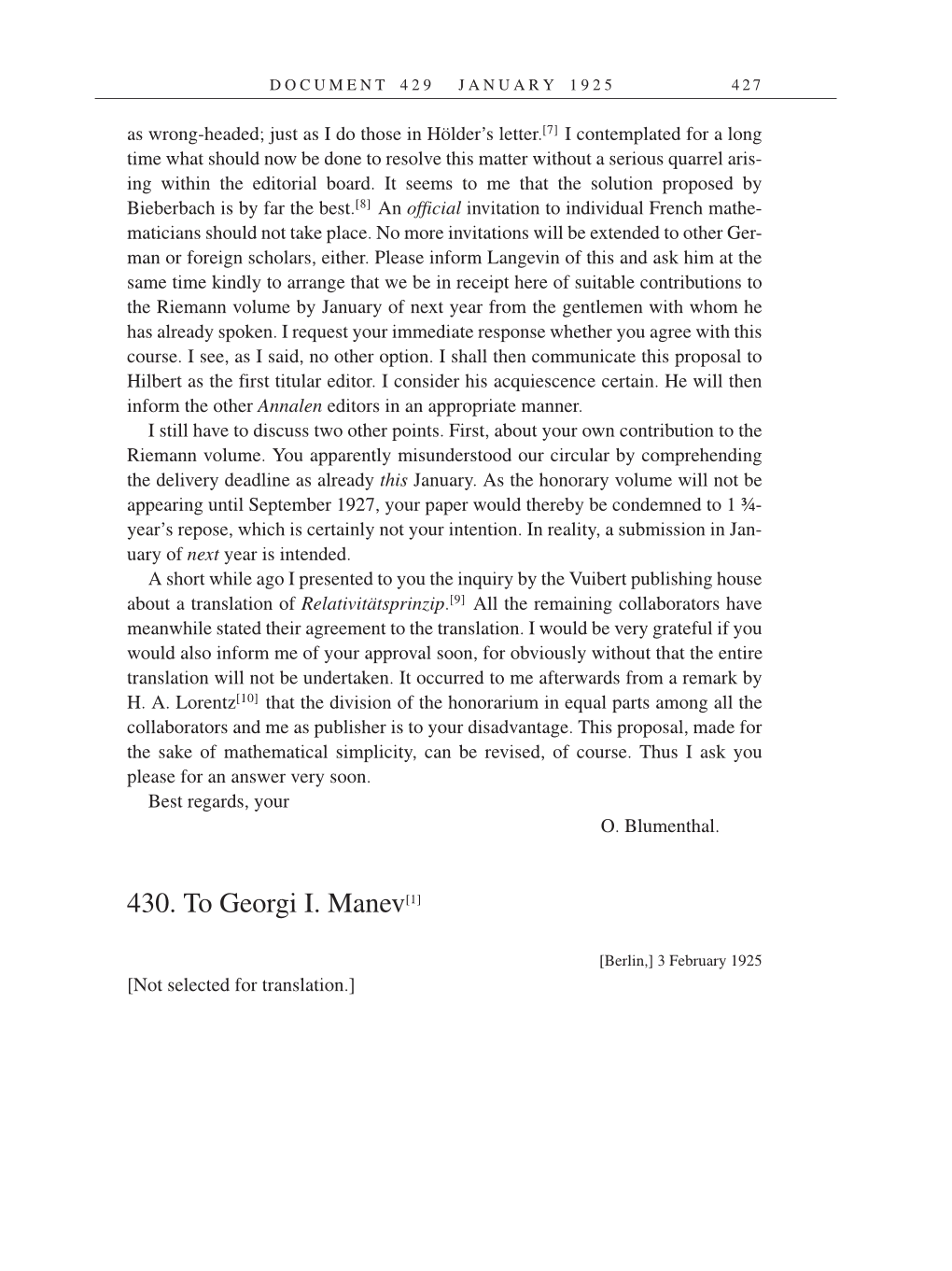 Volume 14: The Berlin Years: Writings & Correspondence, April 1923-May 1925 (English Translation Supplement) page 427
