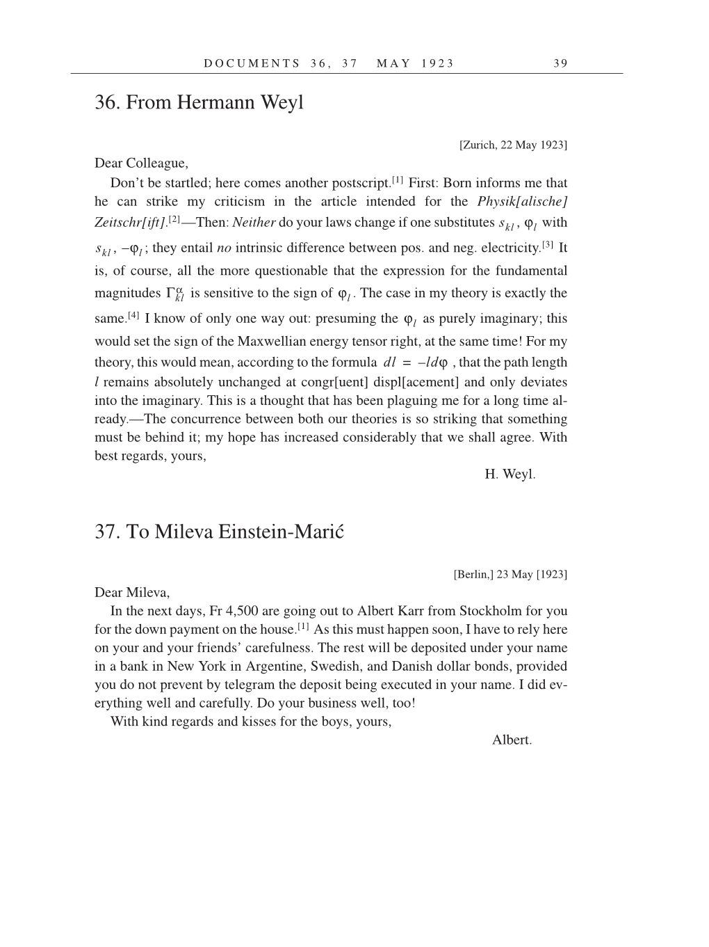 Volume 14: The Berlin Years: Writings & Correspondence, April 1923-May 1925 (English Translation Supplement) page 39