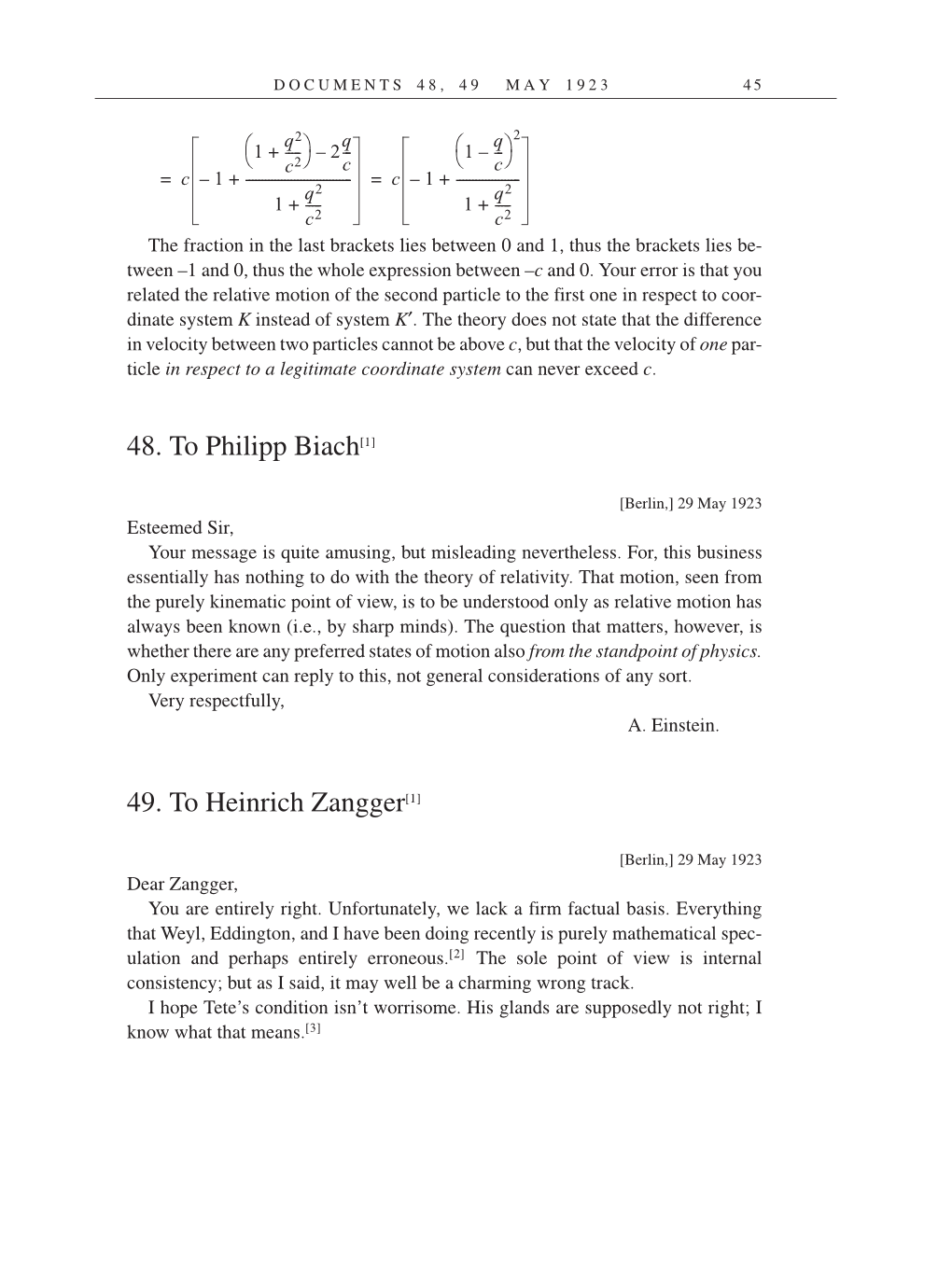 Volume 14: The Berlin Years: Writings & Correspondence, April 1923-May 1925 (English Translation Supplement) page 45