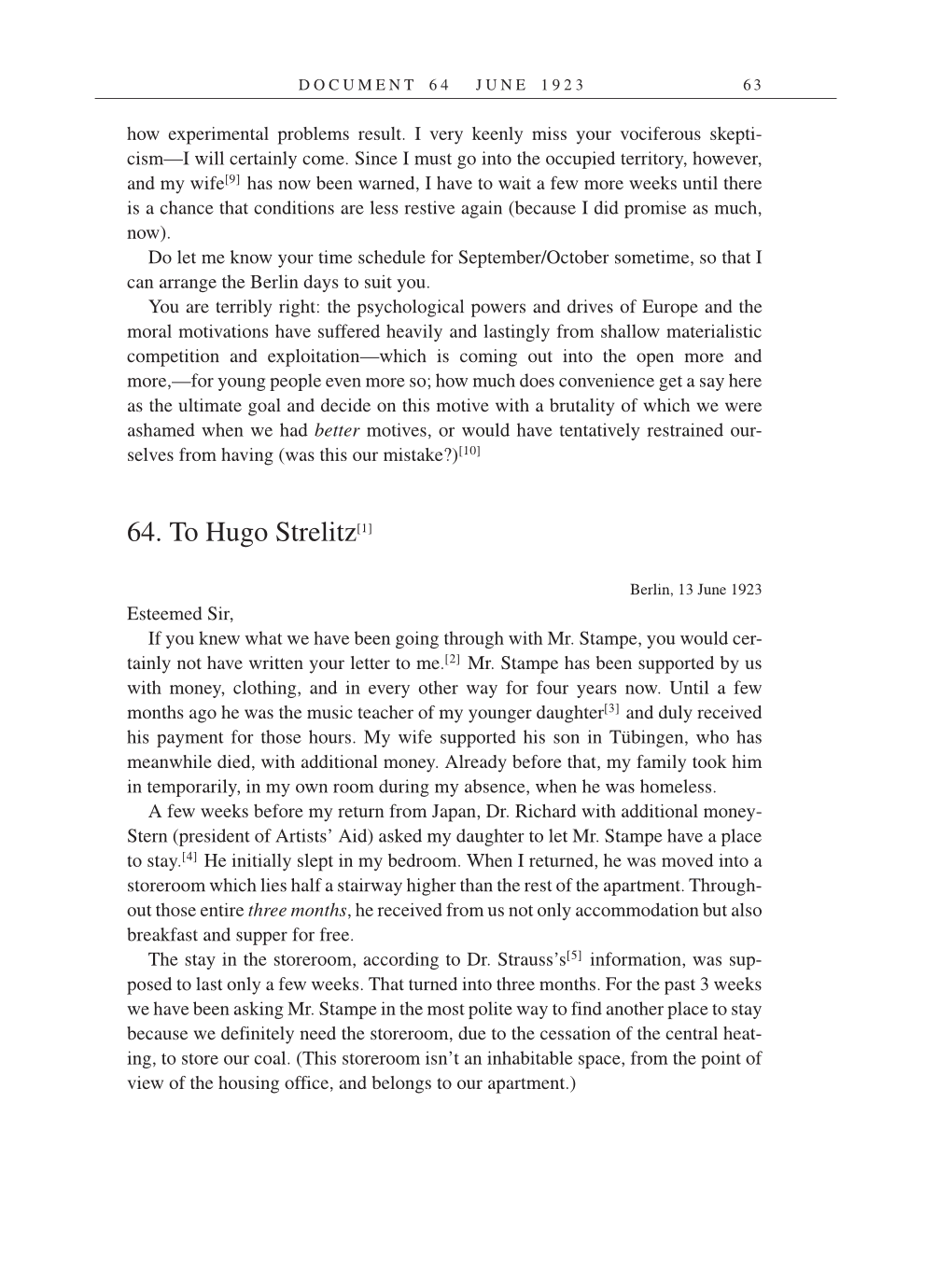 Volume 14: The Berlin Years: Writings & Correspondence, April 1923-May 1925 (English Translation Supplement) page 63