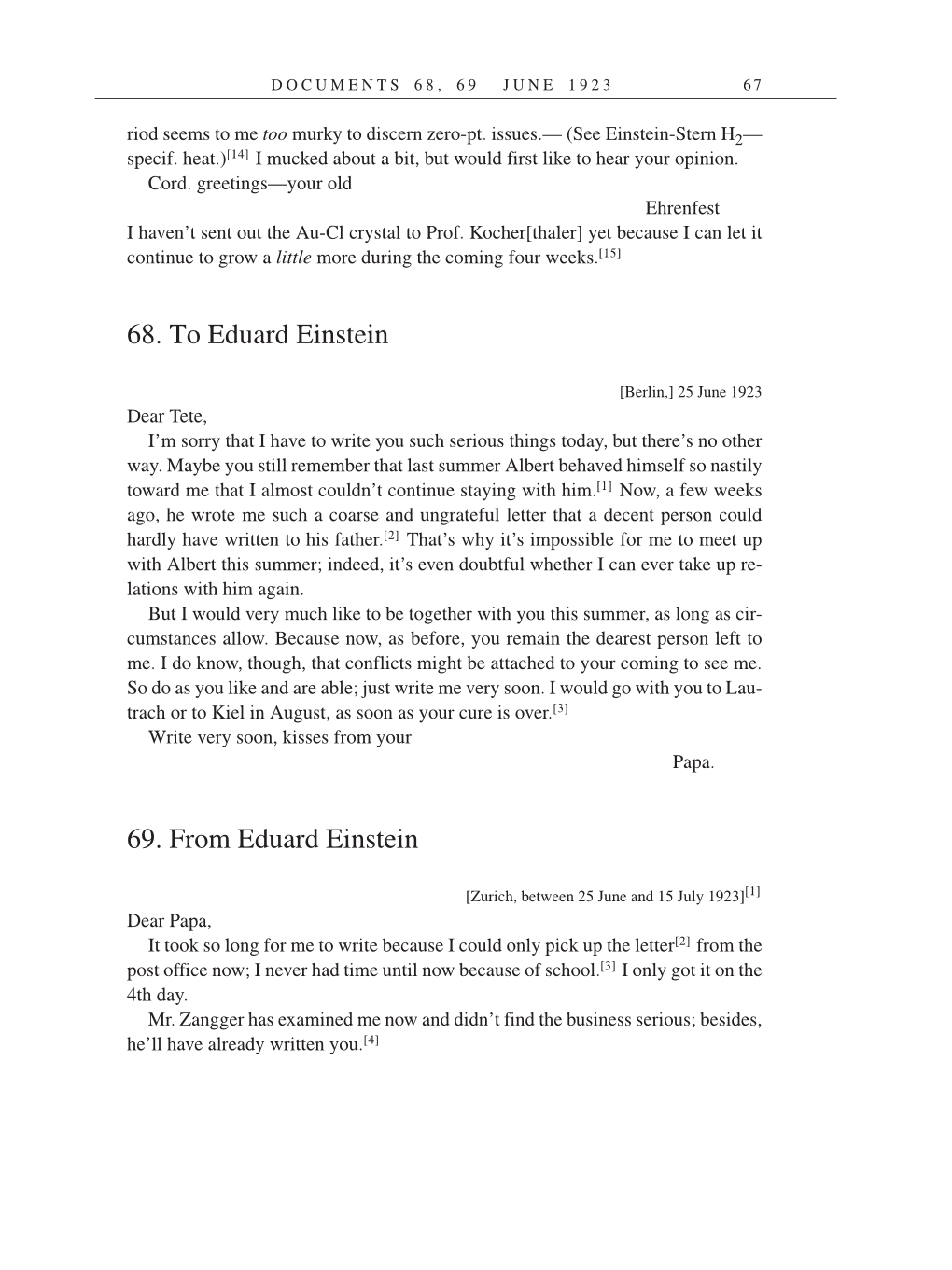 Volume 14: The Berlin Years: Writings & Correspondence, April 1923-May 1925 (English Translation Supplement) page 67