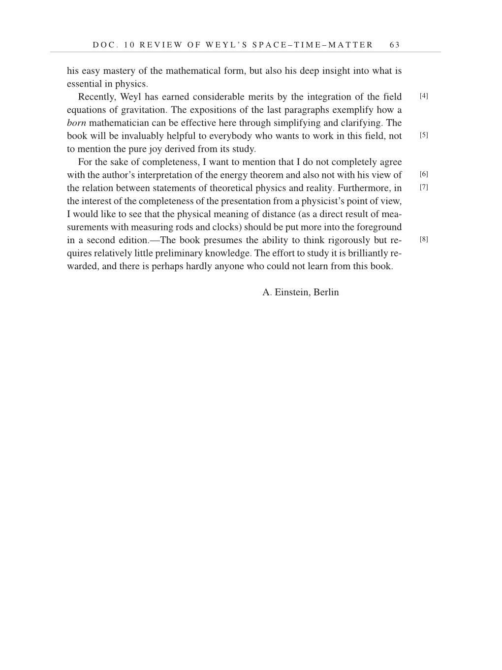 Volume 7: The Berlin Years: Writings, 1918-1921 (English translation supplement) page 63