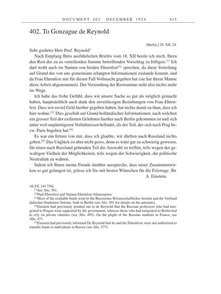Volume 14: The Berlin Years: Writings & Correspondence, April 1923-May 1925 page 615