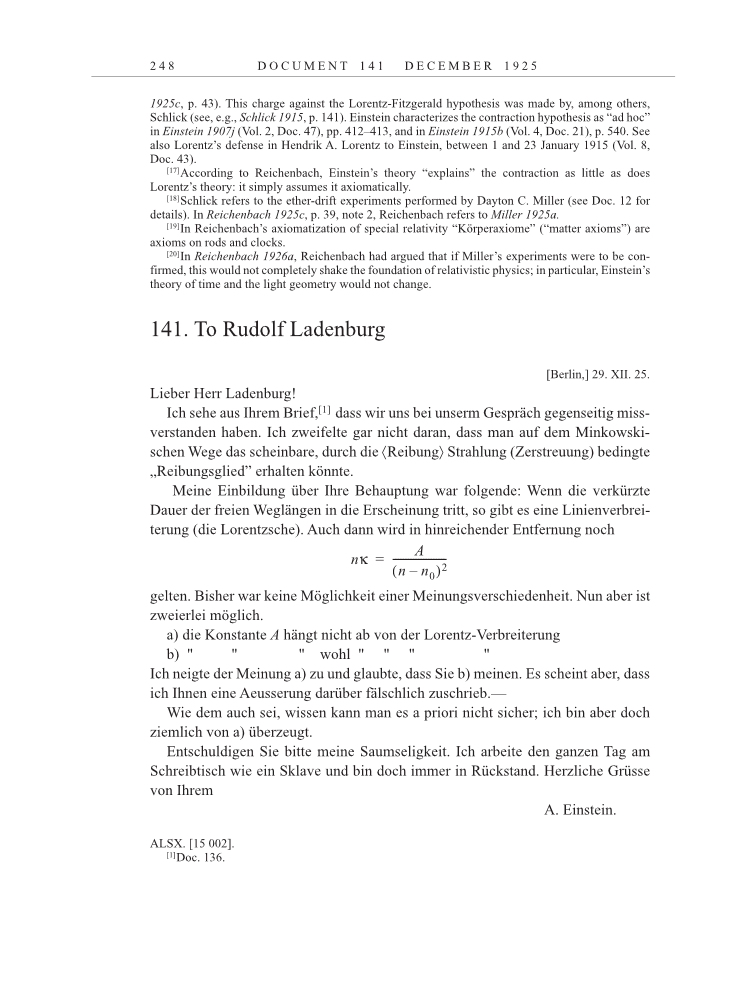 Volume 15: The Berlin Years: Writings & Correspondence, June 1925-May 1927 page 248