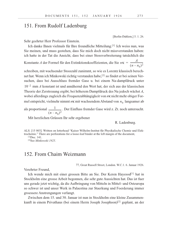 Volume 15: The Berlin Years: Writings & Correspondence, June 1925-May 1927 page 273