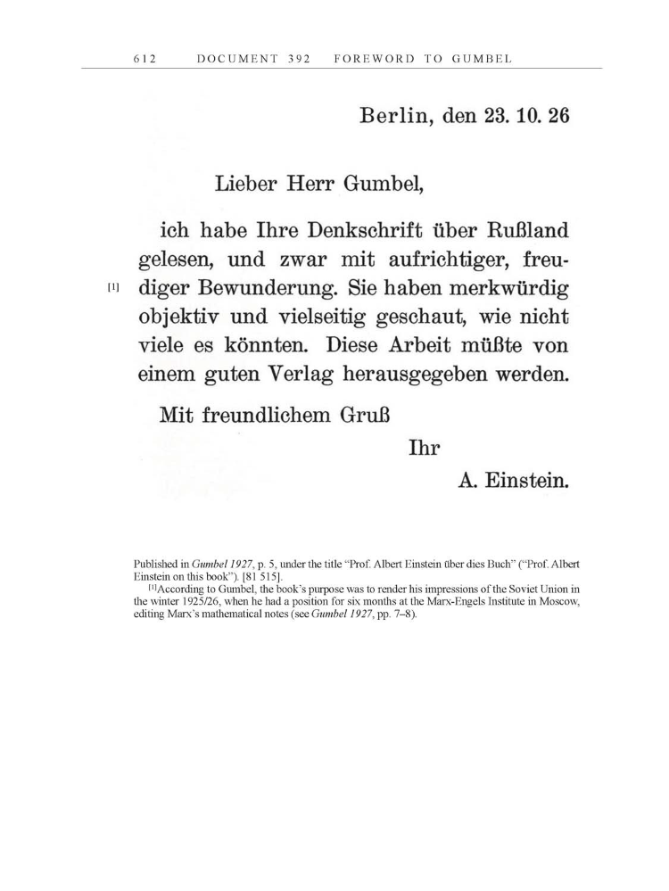 Volume 15: The Berlin Years: Writings & Correspondence, June 1925-May 1927 page 612
