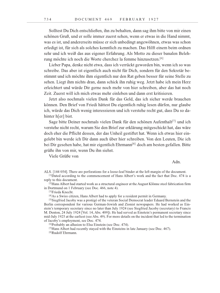 Volume 15: The Berlin Years: Writings & Correspondence, June 1925-May 1927 page 734