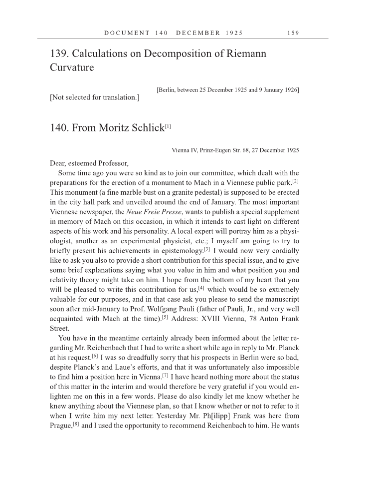 Volume 15: The Berlin Years: Writings & Correspondence, June 1925-May 1927 (English Translation Supplement) page 159