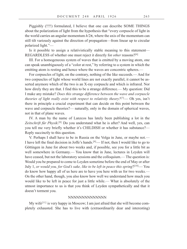 Volume 15: The Berlin Years: Writings & Correspondence, June 1925-May 1927 (English Translation Supplement) page 263