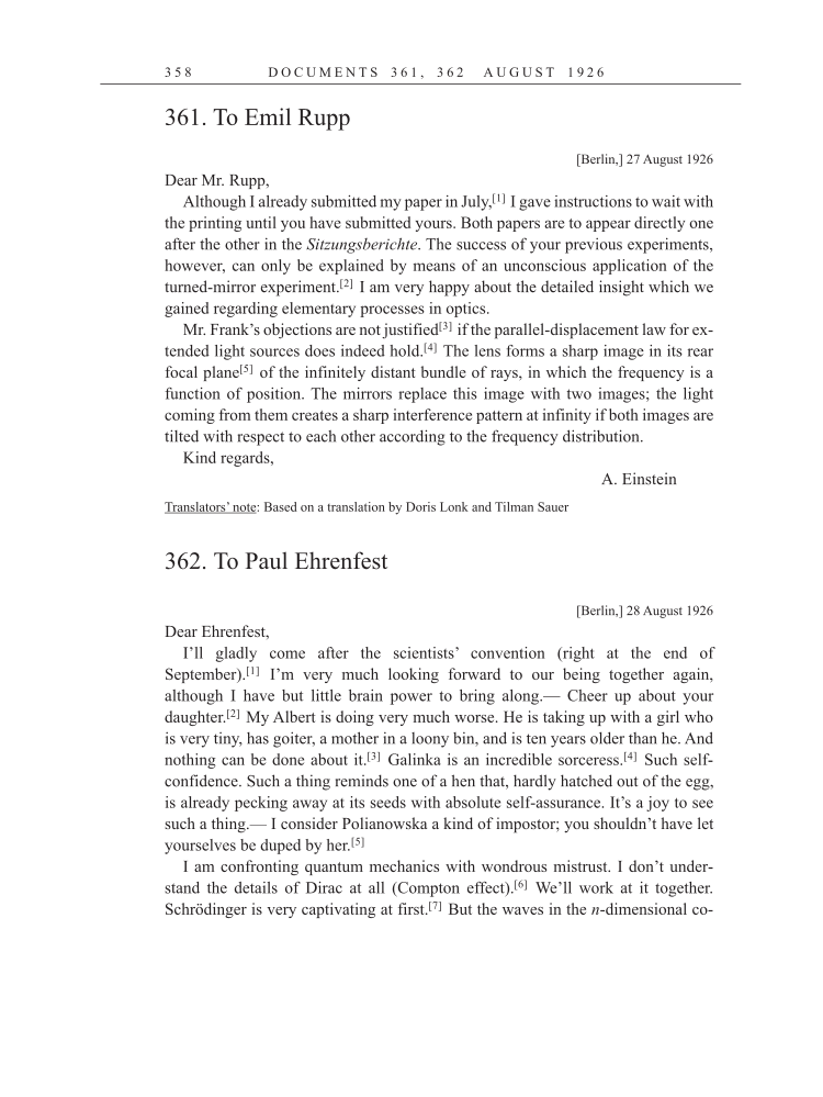 Volume 15: The Berlin Years: Writings & Correspondence, June 1925-May 1927 (English Translation Supplement) page 358