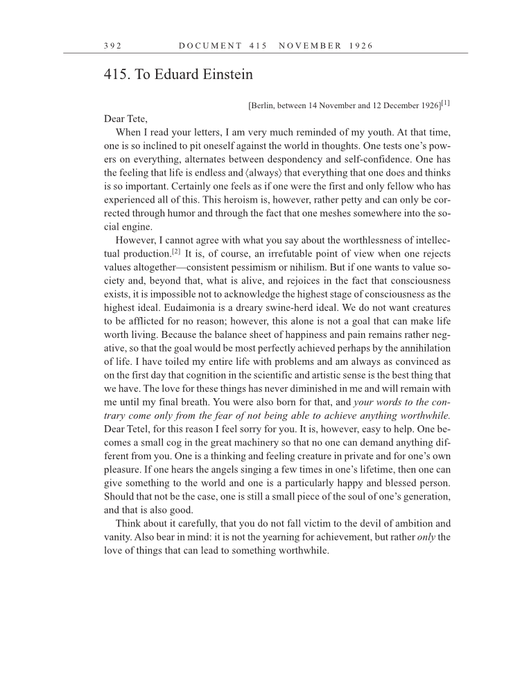 Volume 15: The Berlin Years: Writings & Correspondence, June 1925-May 1927 (English Translation Supplement) page 392