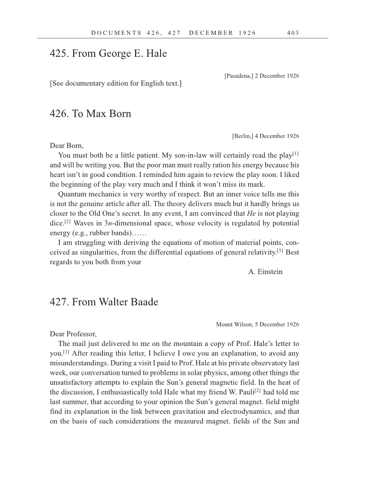 Volume 15: The Berlin Years: Writings & Correspondence, June 1925-May 1927 (English Translation Supplement) page 403