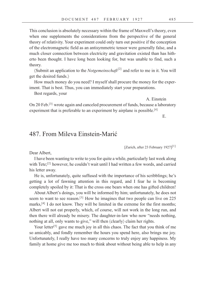 Volume 15: The Berlin Years: Writings & Correspondence, June 1925-May 1927 (English Translation Supplement) page 485