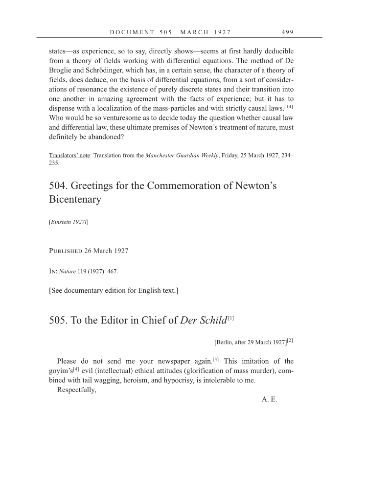 Volume 15: The Berlin Years: Writings & Correspondence, June 1925-May 1927 (English Translation Supplement) page 499