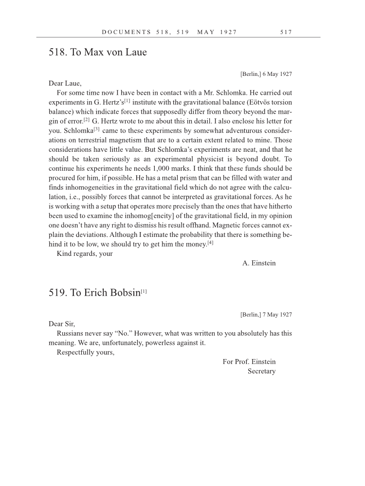 Volume 15: The Berlin Years: Writings & Correspondence, June 1925-May 1927 (English Translation Supplement) page 517