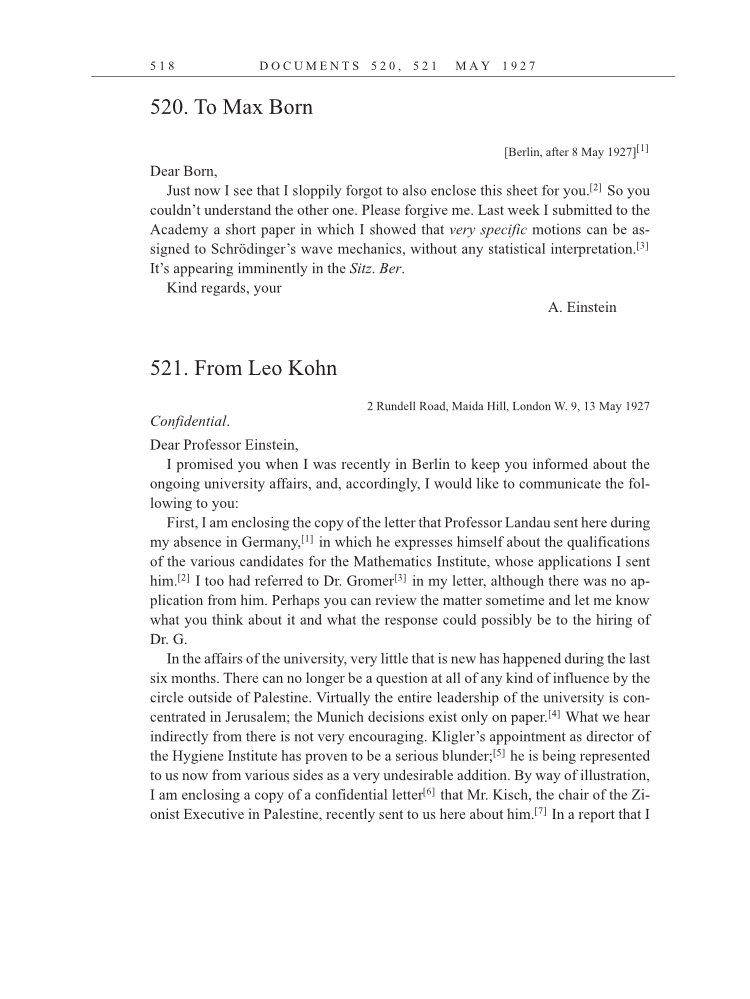 Volume 15: The Berlin Years: Writings & Correspondence, June 1925-May 1927 (English Translation Supplement) page 518