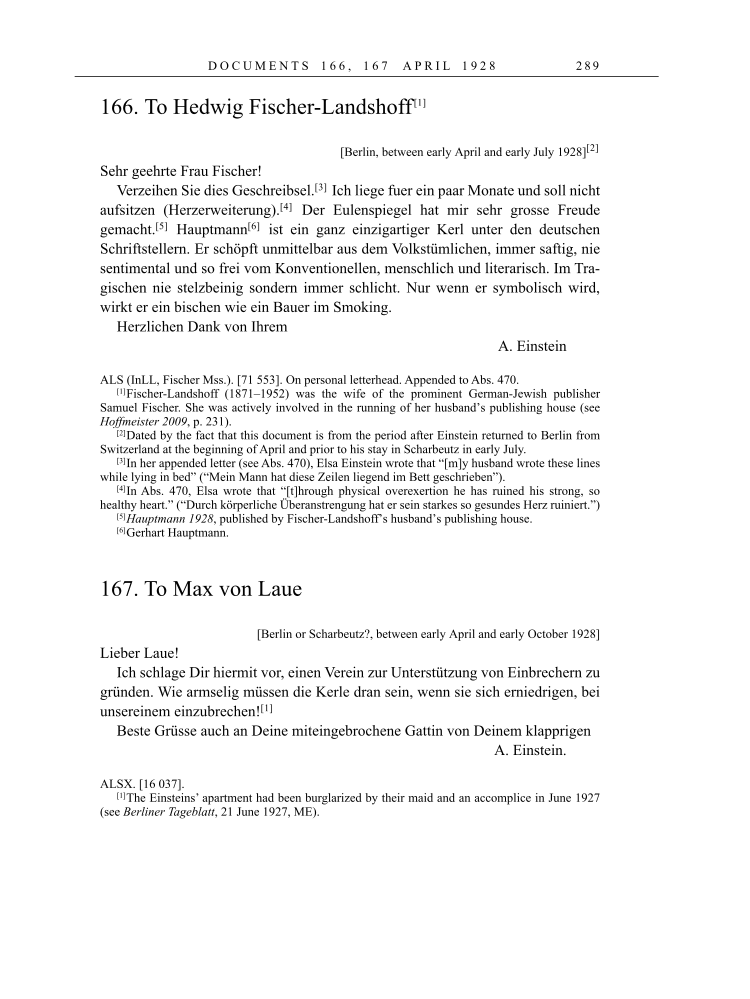 Volume 16: The Berlin Years: Writings & Correspondence, June 1927-May 1929 page 289