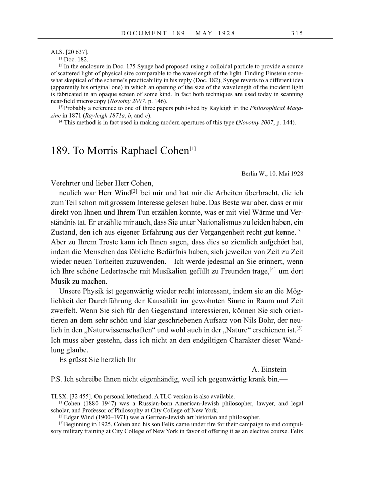 Volume 16: The Berlin Years: Writings & Correspondence, June 1927-May 1929 page 315