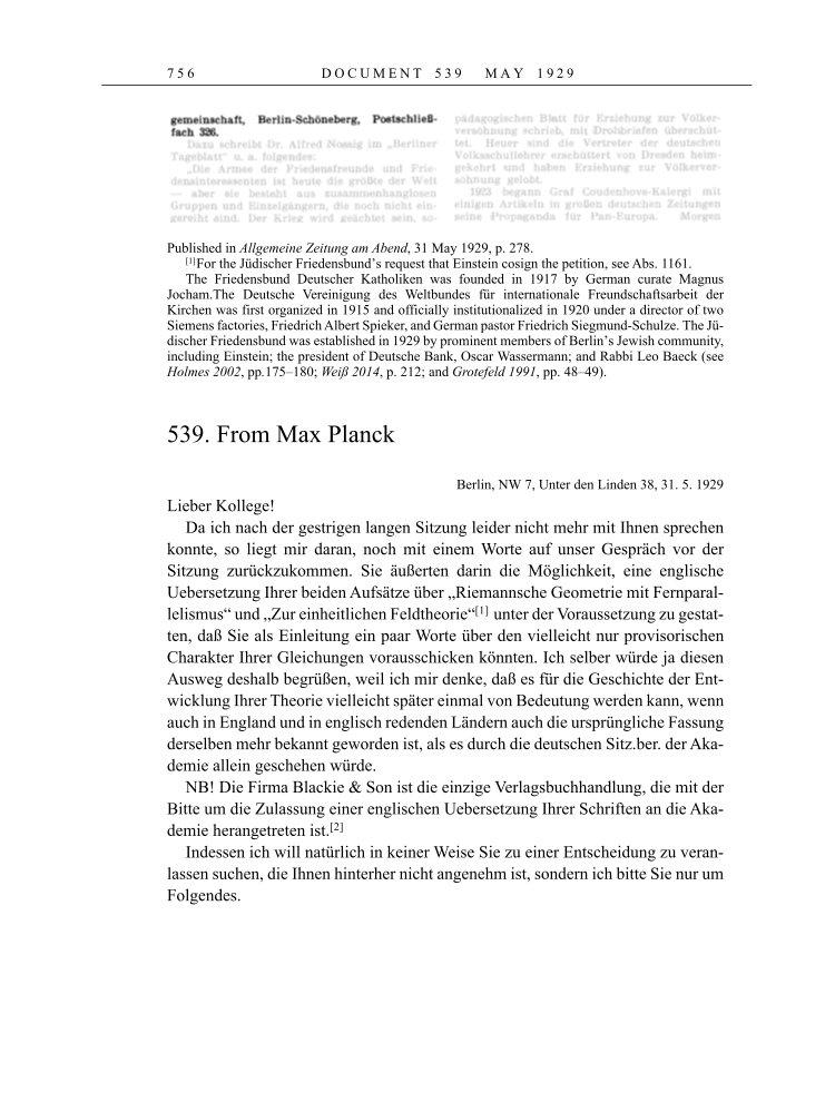 Volume 16: The Berlin Years: Writings & Correspondence, June 1927-May 1929 page 756