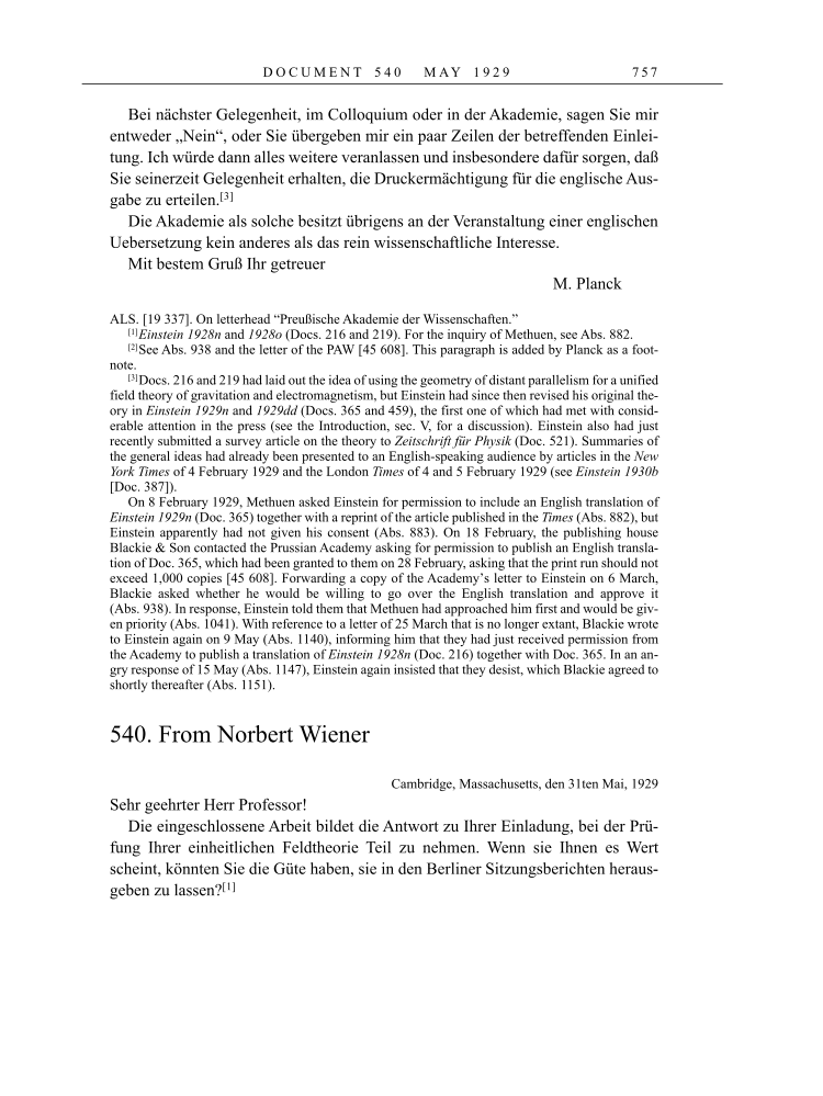 Volume 16: The Berlin Years: Writings & Correspondence, June 1927-May 1929 page 757