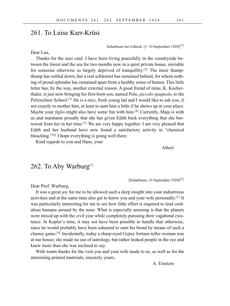 Volume 16: The Berlin Years: Writings & Correspondence, June 1927-May 1929 (English Translation Supplement) page 261